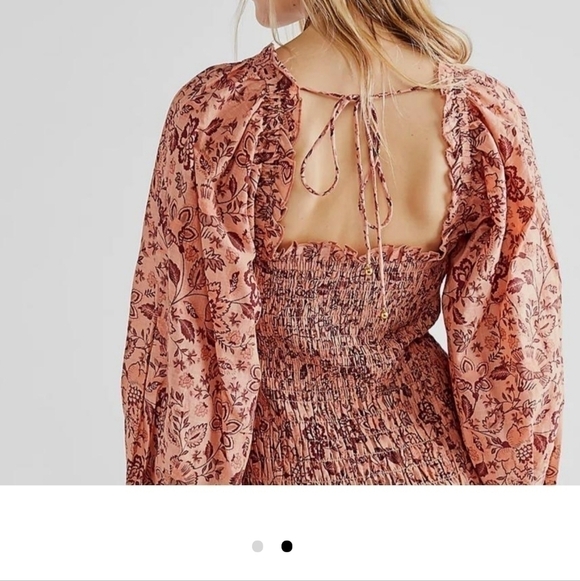 Free People Smock It To Me Dress Apricot Rust Size Small - Picture 10 of 13